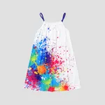 Kid Girl Painting/Butterfly Print Cami Dress White
