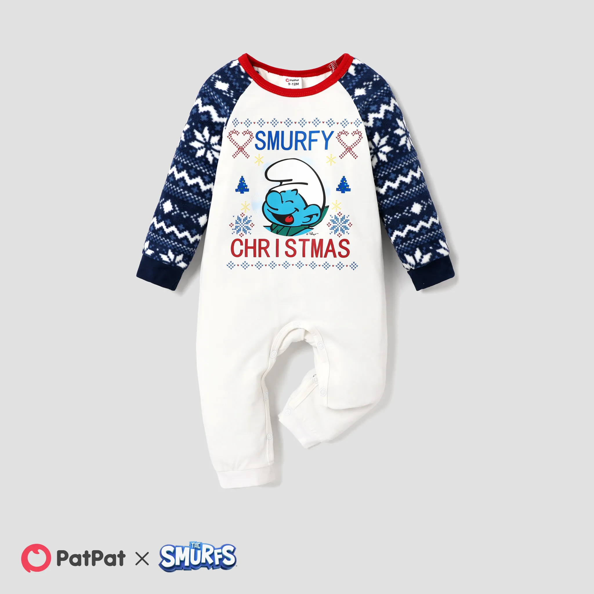 The Smurfs Family Matching Graphic Long-sleeve Pajamas(Flame Resistant) Deep Blue big image 1