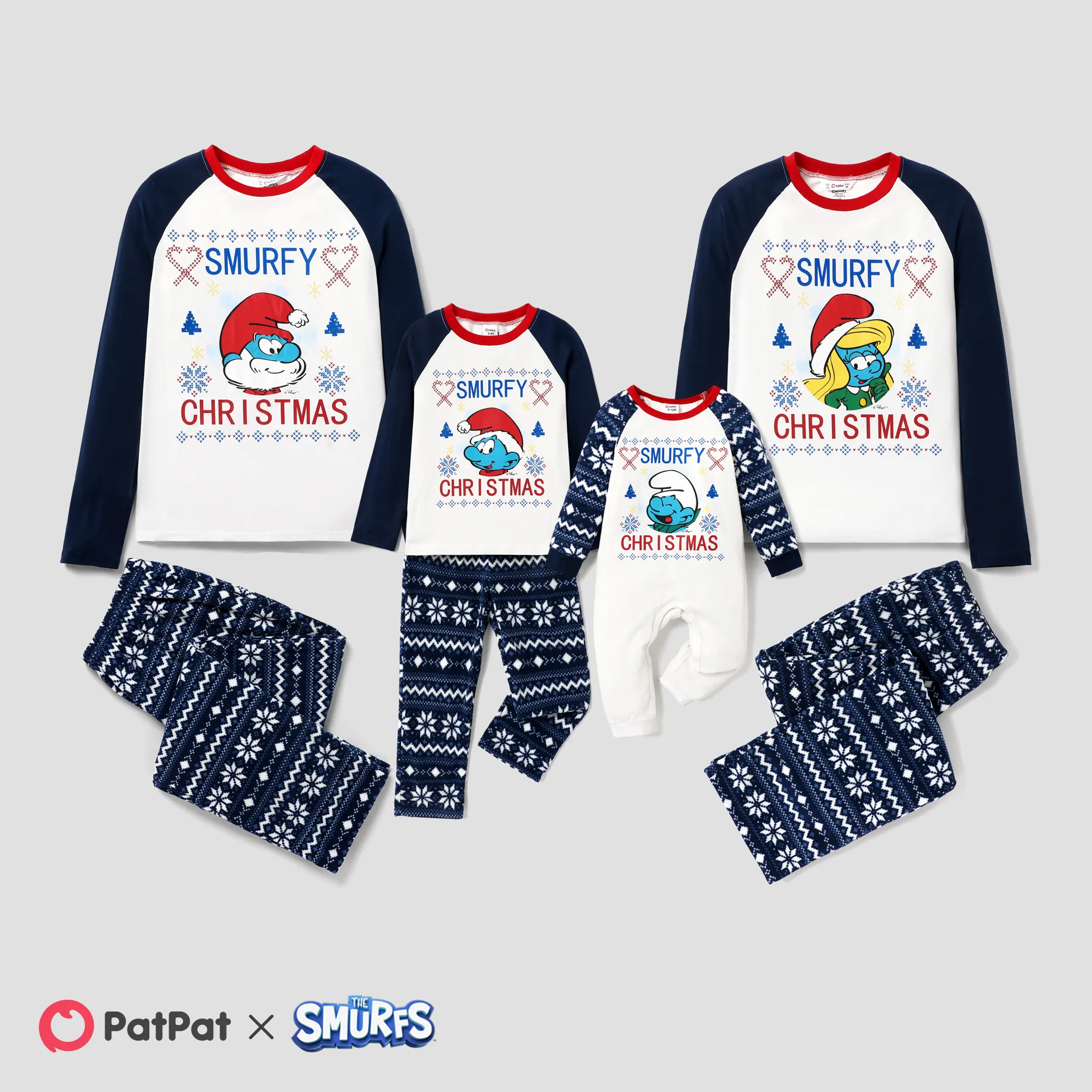 The Smurfs Family Matching Graphic Long-sleeve Pajamas(Flame Resistant)