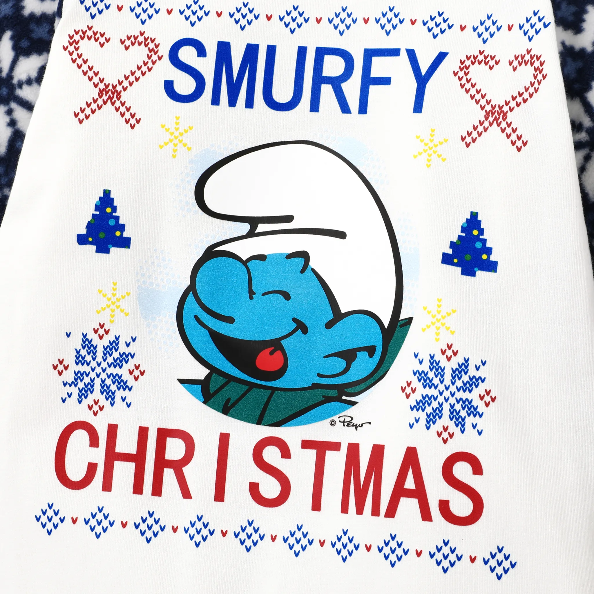 The Smurfs Family Matching Graphic Long-sleeve Pajamas(Flame Resistant) Deep Blue image 2