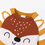Baby Girl/Boy Button design 3D Faux Animal print Sweater Jumpsuit Yellow image 3