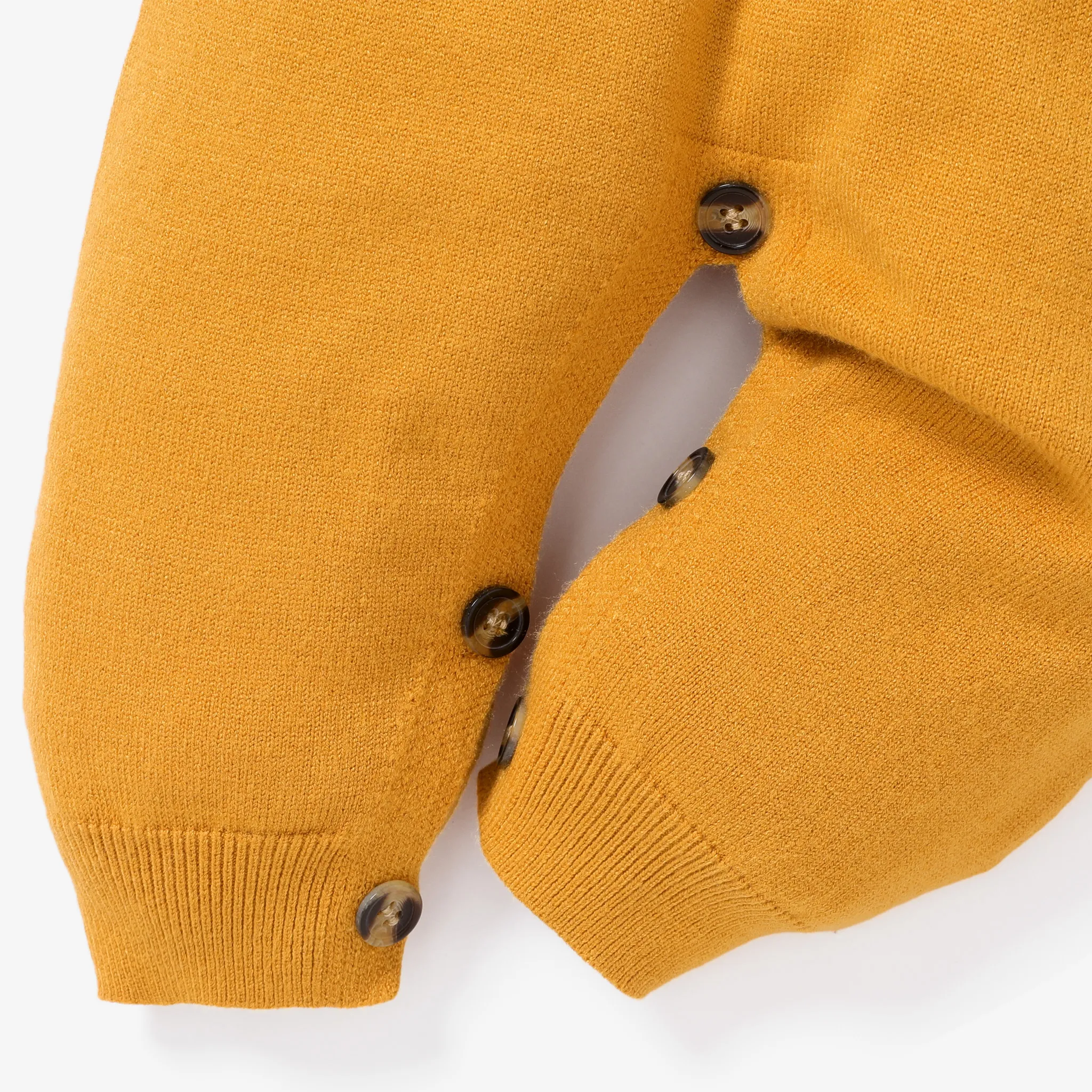 Baby Girl/Boy Button design 3D Faux Animal print Sweater Jumpsuit Yellow image 4