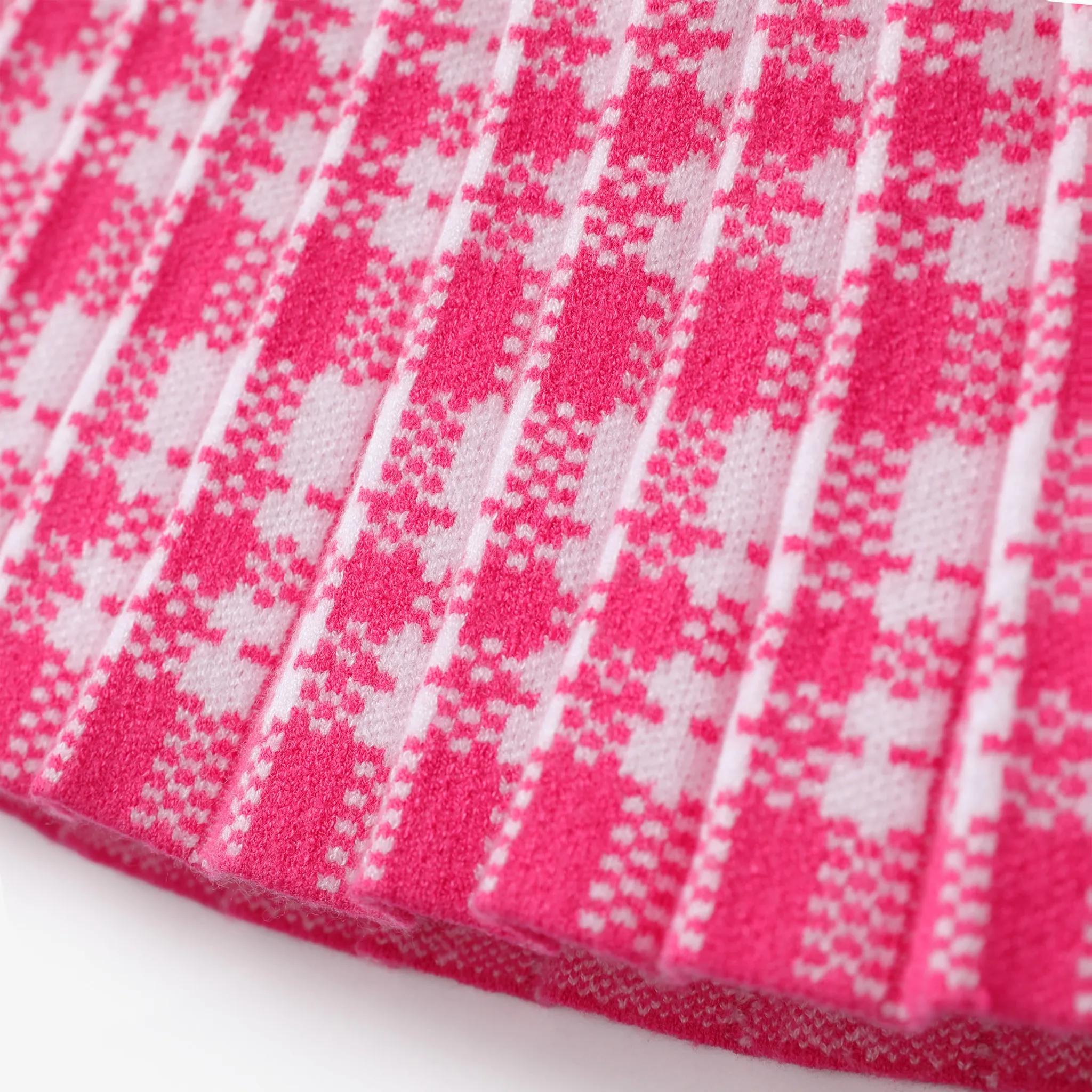 Baby Girl Sweet Grid Sweater Dress Set with Pleat Detail  image 4