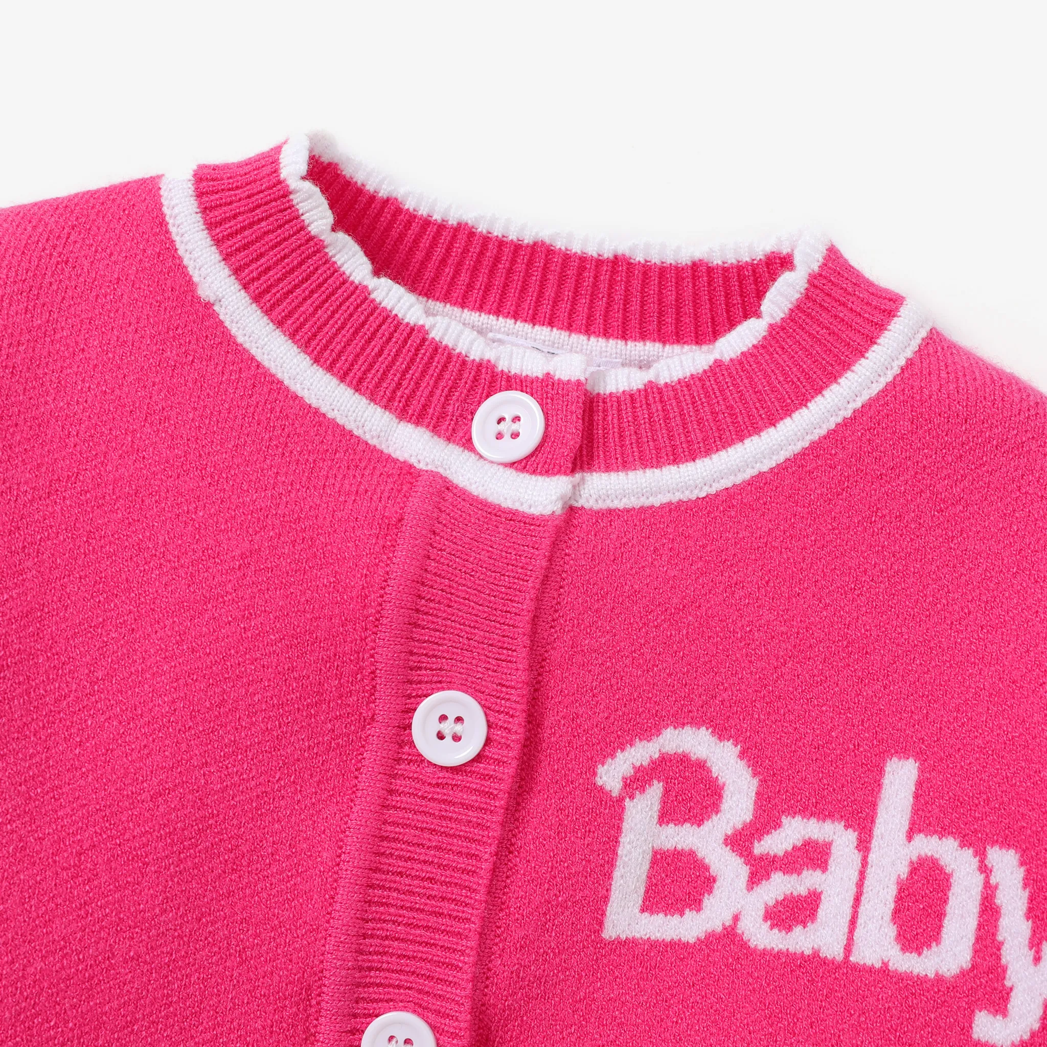 Baby Girl Sweet Grid Sweater Dress Set with Pleat Detail  image 3