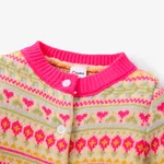 Sweet Toddler Girl Sweater with Secret Button and Broken Flower Pattern  image 2