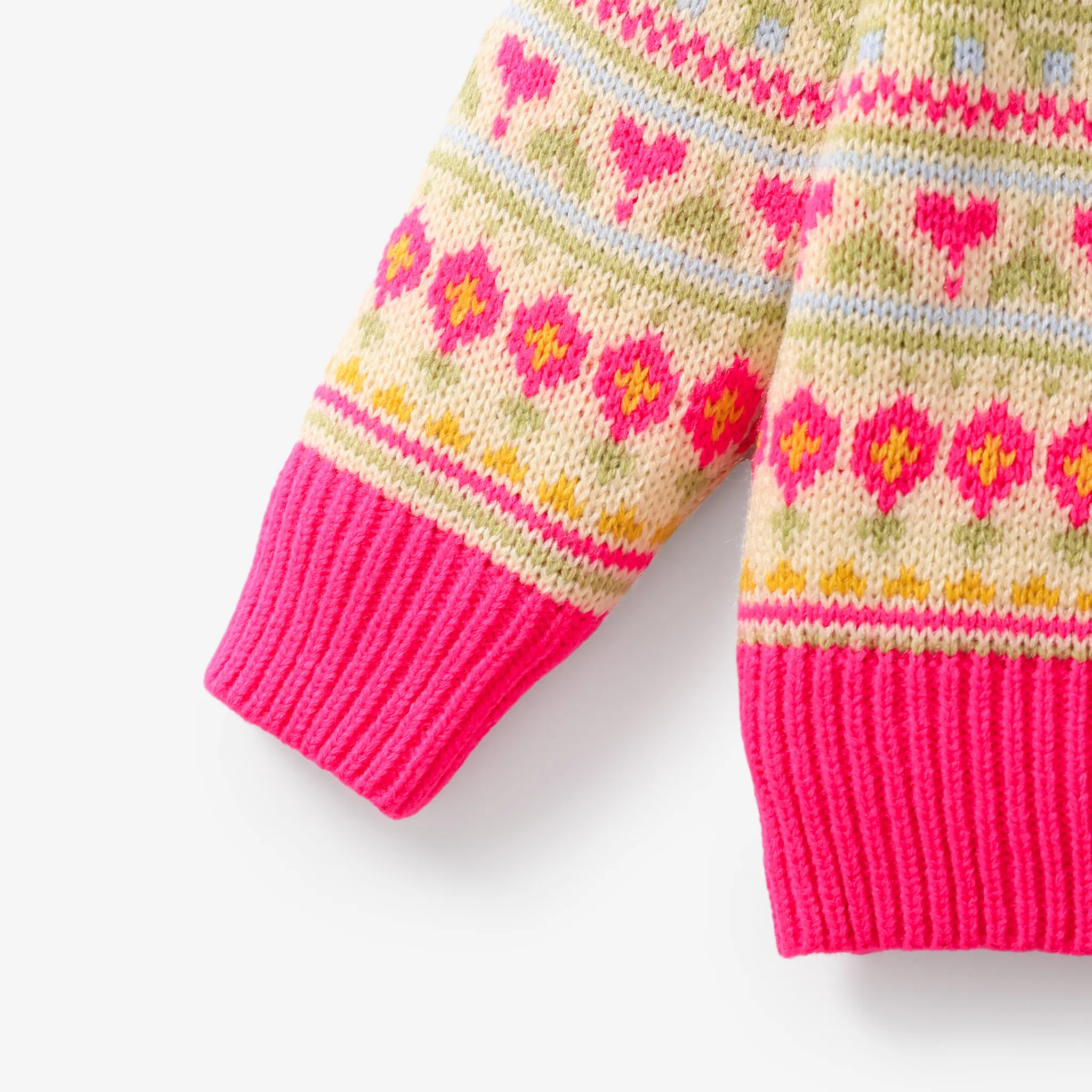 Sweet Toddler Girl Sweater with Secret Button and Broken Flower Pattern  image 3
