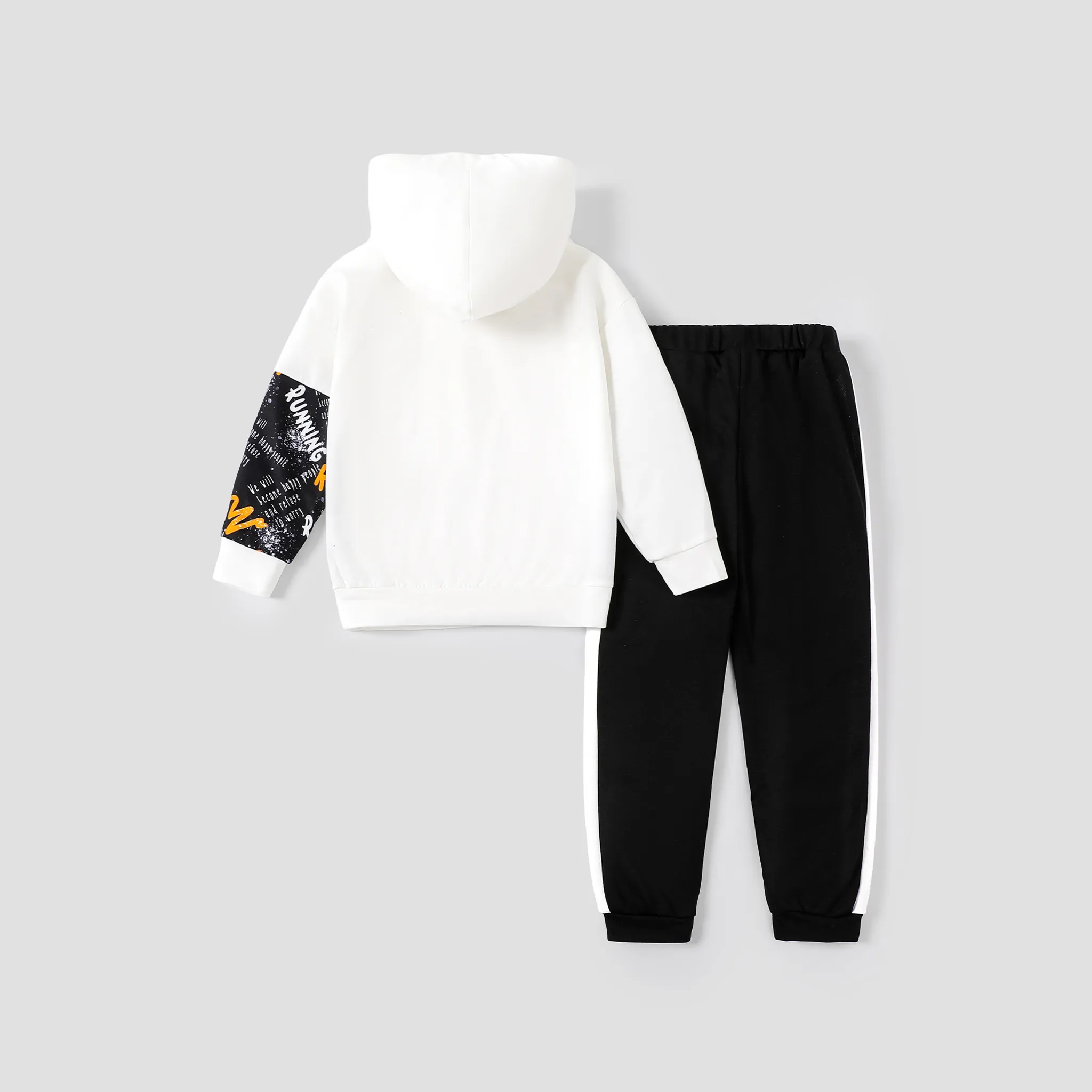 2pcs Kid Boy Letters Print Long-sleeve Hoodie and Pants Set  image 2