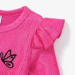 2pcs Sweet Baby Girl Flutter Sleeve Letter Pattern Dress with Belt  image 3