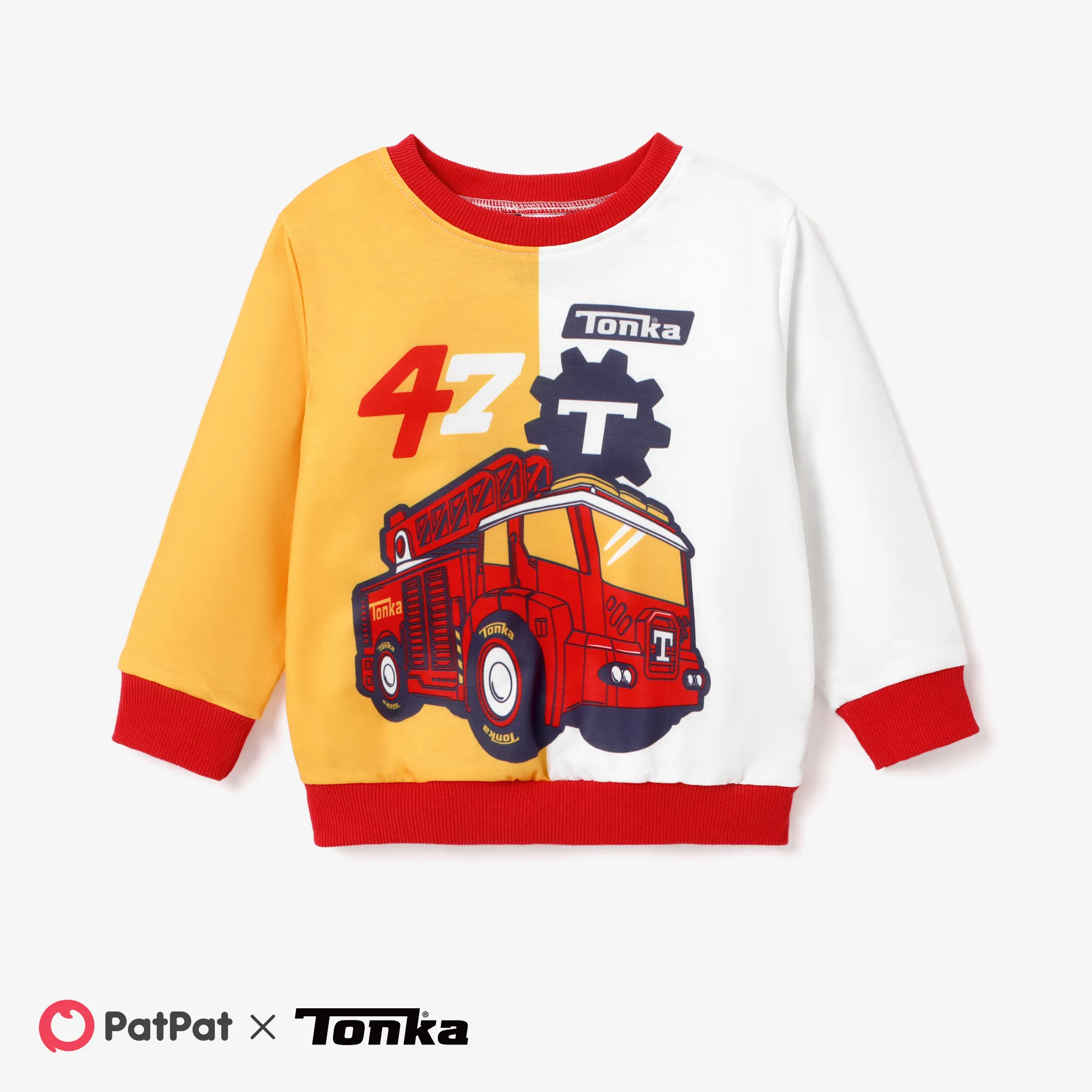 Tonka Contrasting Color Positioning Printed Sweatshirt Apricot Yellow