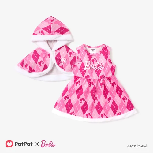 Barbie Toddler Girl Plaid Shawl and Dress Suit