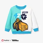 Tonka Contrasting Color Positioning Printed Sweatshirt Turquoise