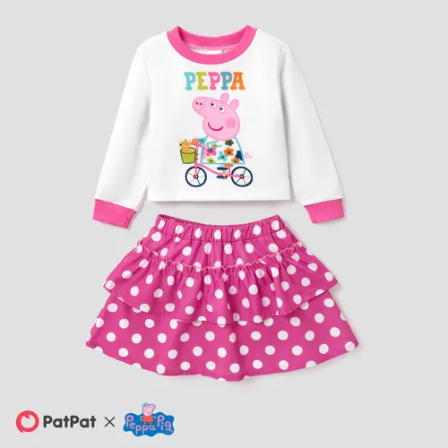 Peppa Pig 2pcs Toddler GIrl Fun Time Top and Dotted Skirt Set
