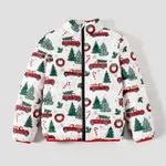 Christmas Family Matching Childlike Truck Carrying Tree  Zipper Stand Collar Coats  image 5