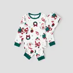 Christmas Family Matching Santa & Wreaths Print Long-sleeve Pajamas Sets(Flame resistant)  image 5