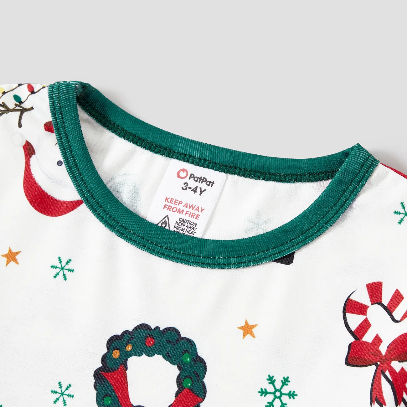 Christmas Family Matching Santa & Wreaths Print Long-sleeve Pajamas Sets(Flame resistant) Original White big image 1