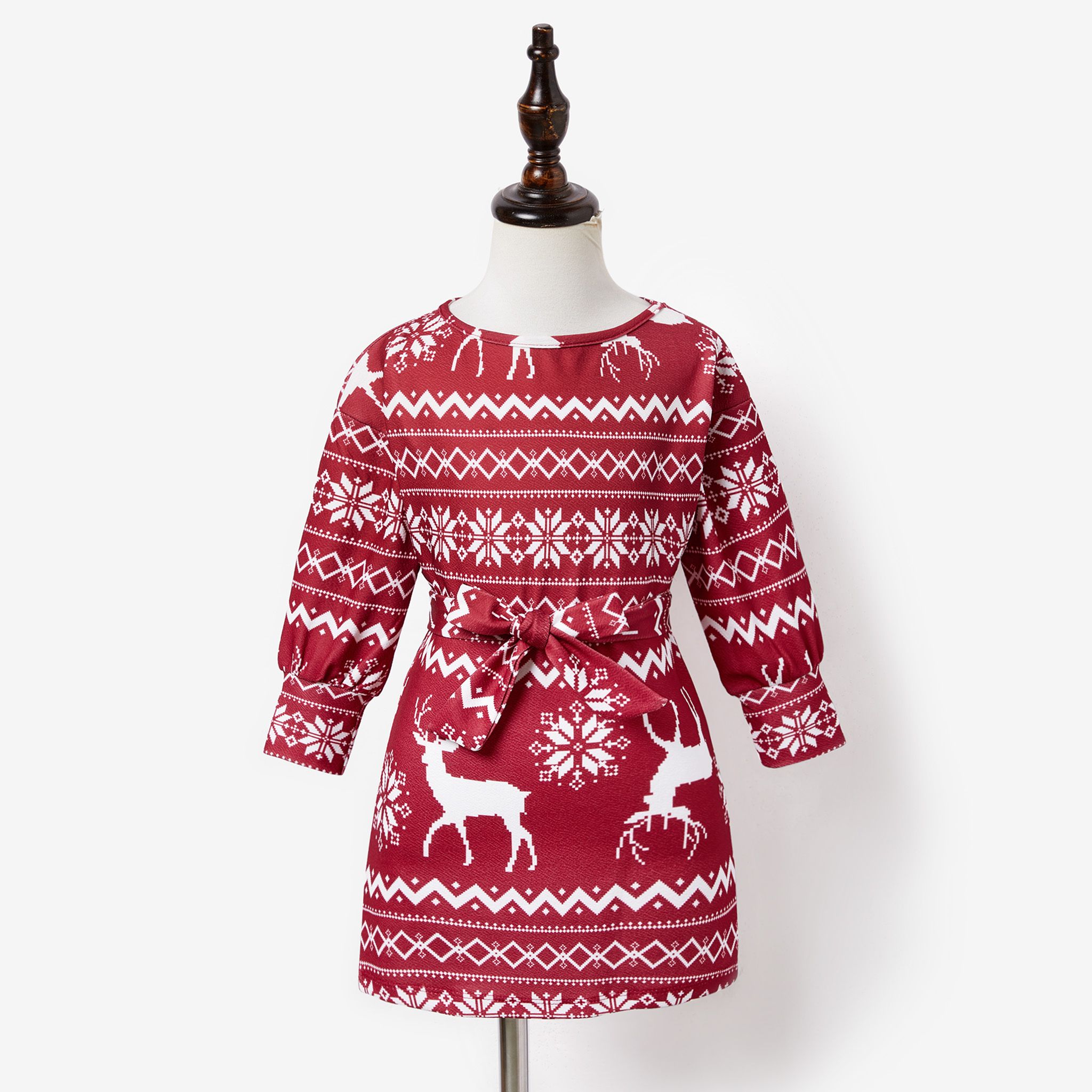 

Christmas Mommy and Me Reindeer & Snowflake Print Long-sleeve Dresses