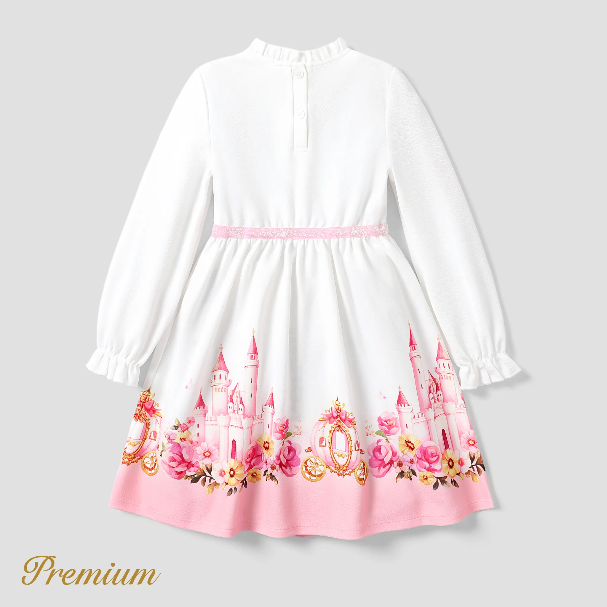 Kid Girl Floral Ruffle Elegant Style Dress White image 2