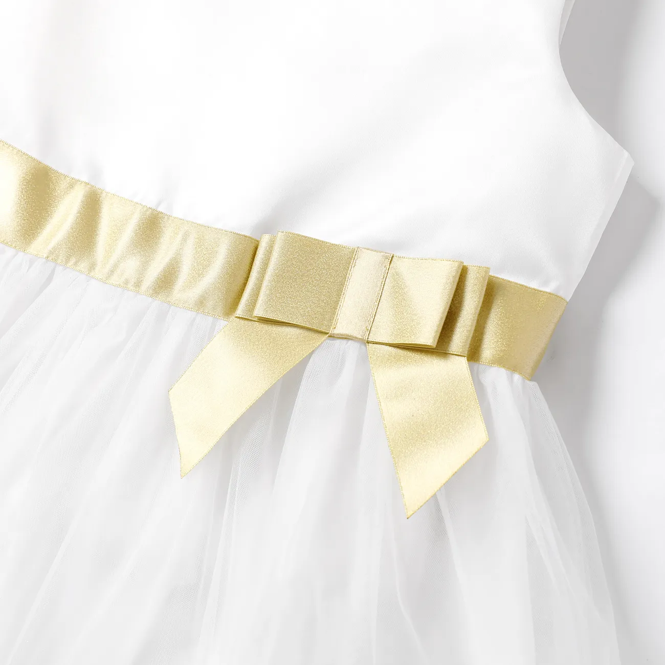 Elegante conjunto de vestido multicapa para niña - Poliéster Chinlon Oro big image 1