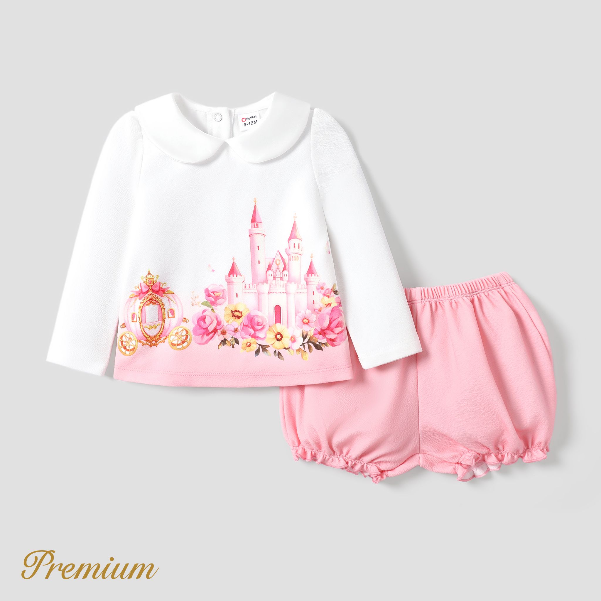 Baby Girl Elegant Castle Floral Cotton Set Or Jumpsuit