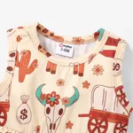 Animal Pattern Cowboy Tassel Suit Dress, 2pcs, Long Sleeve, for Baby Girl Brown image 5
