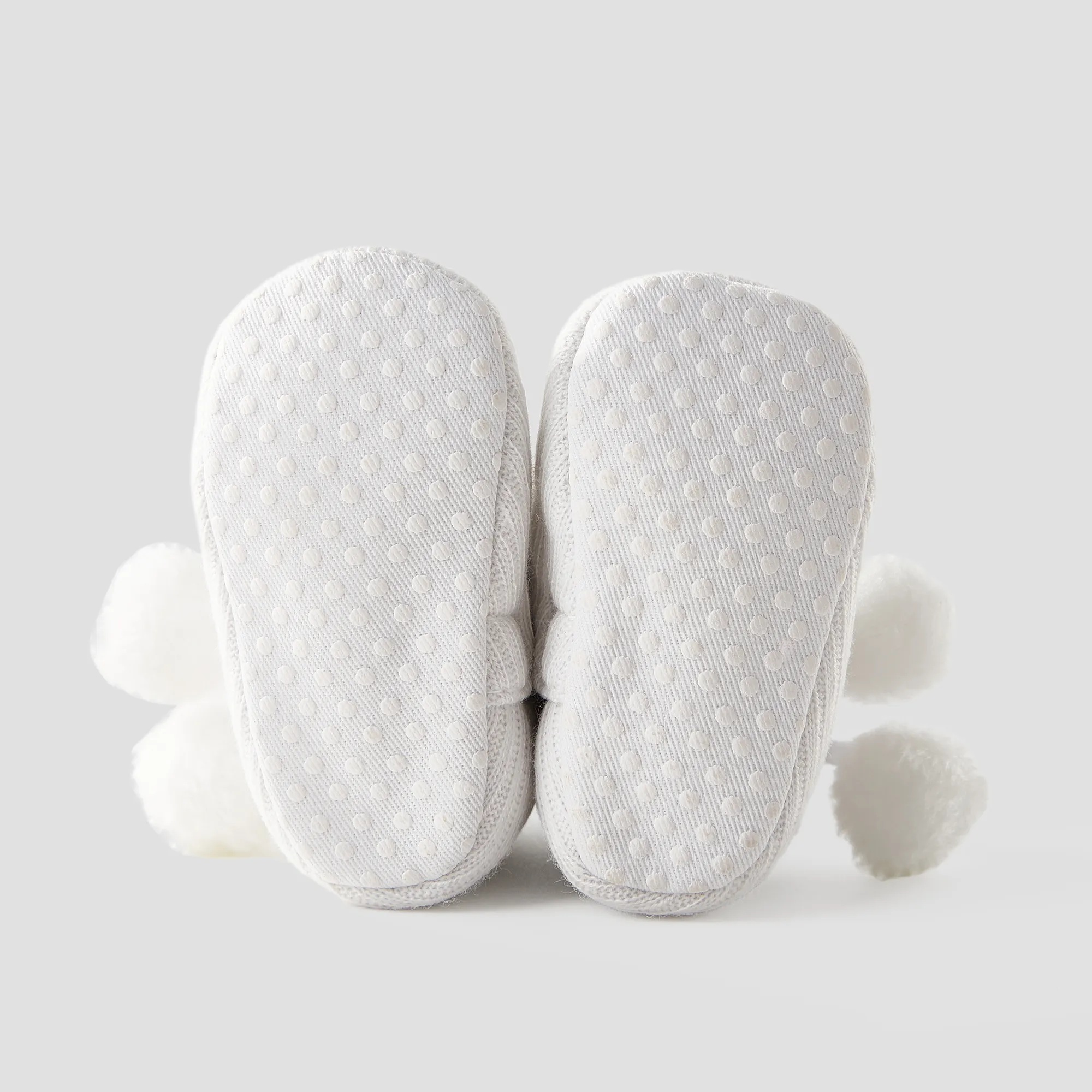 Baby / Toddler Girl Knitted Bowknot Fluff Ball Fleece-lining Prewalker Shoes White image 6