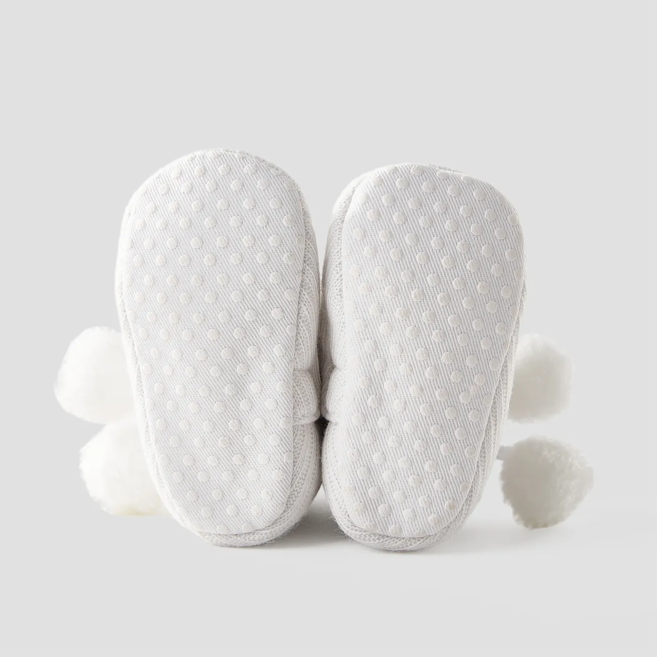 Baby / Toddler Girl Knitted Bowknot Fluff Ball Fleece-lining Prewalker Shoes White big image 1