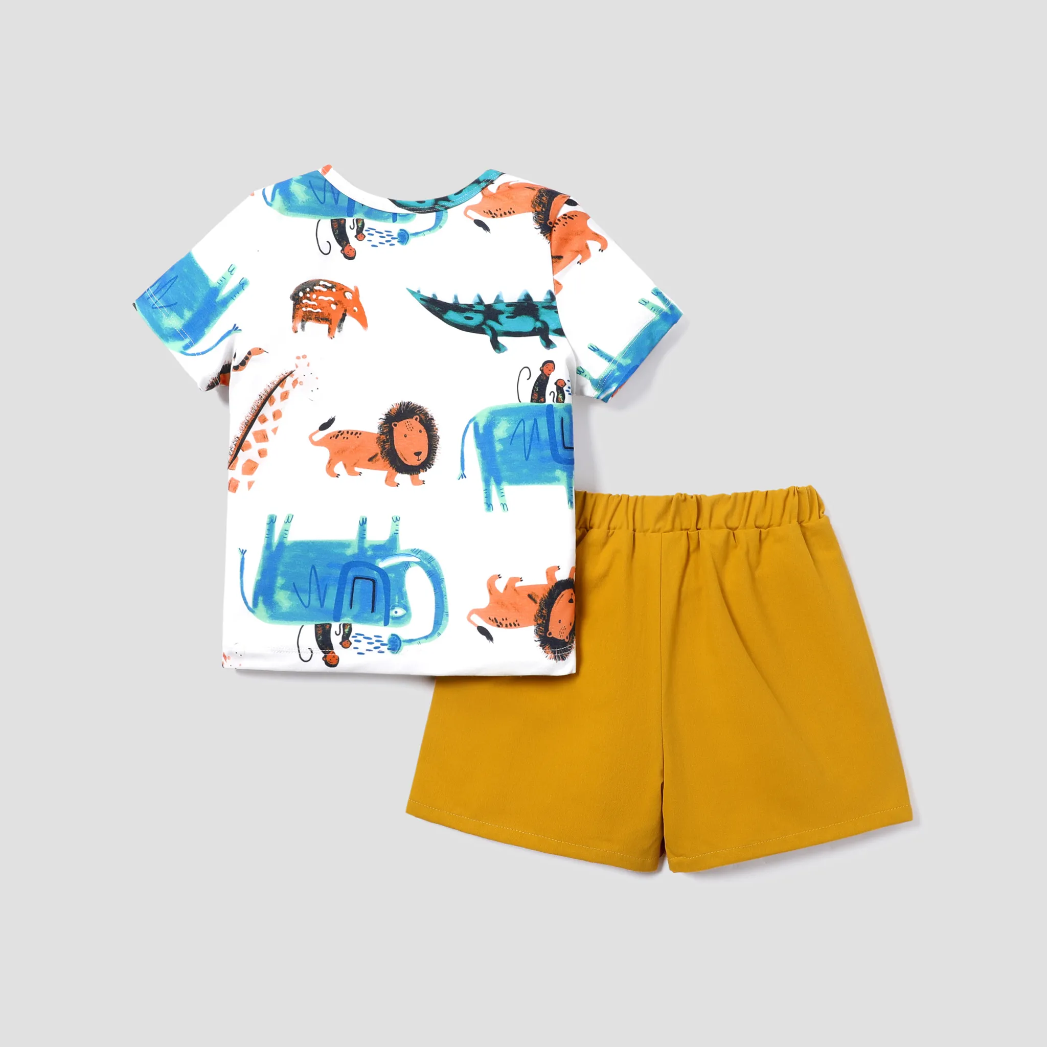 Naia 2pcs Toddler Boy Animal Print Short-sleeve Tee and Elasticized Cotton Shorts Set  image 2