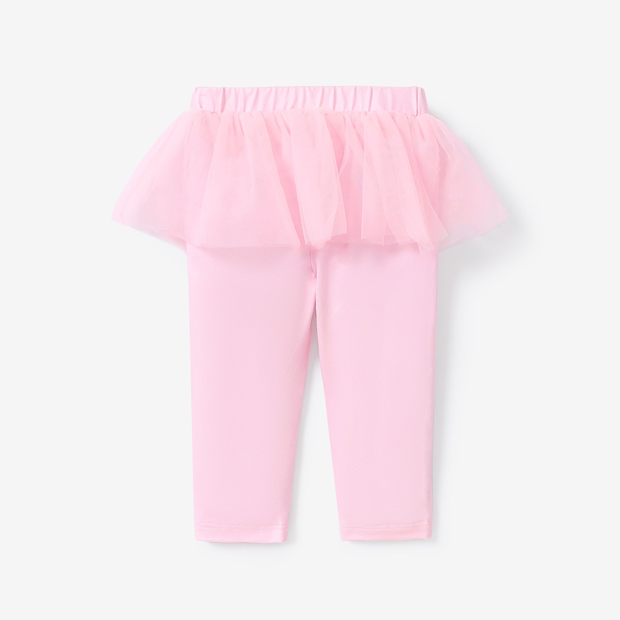 Baby Girl Solid Color Mesh Fabric Stitching Leggings