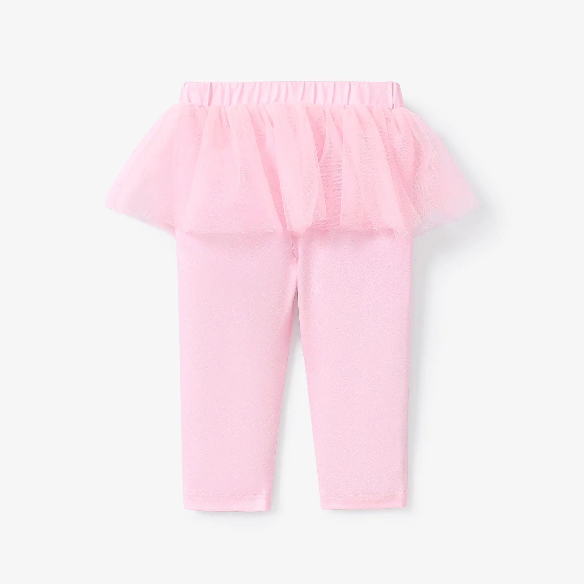 Baby Girl Solid color Mesh Fabric Stitching Leggings