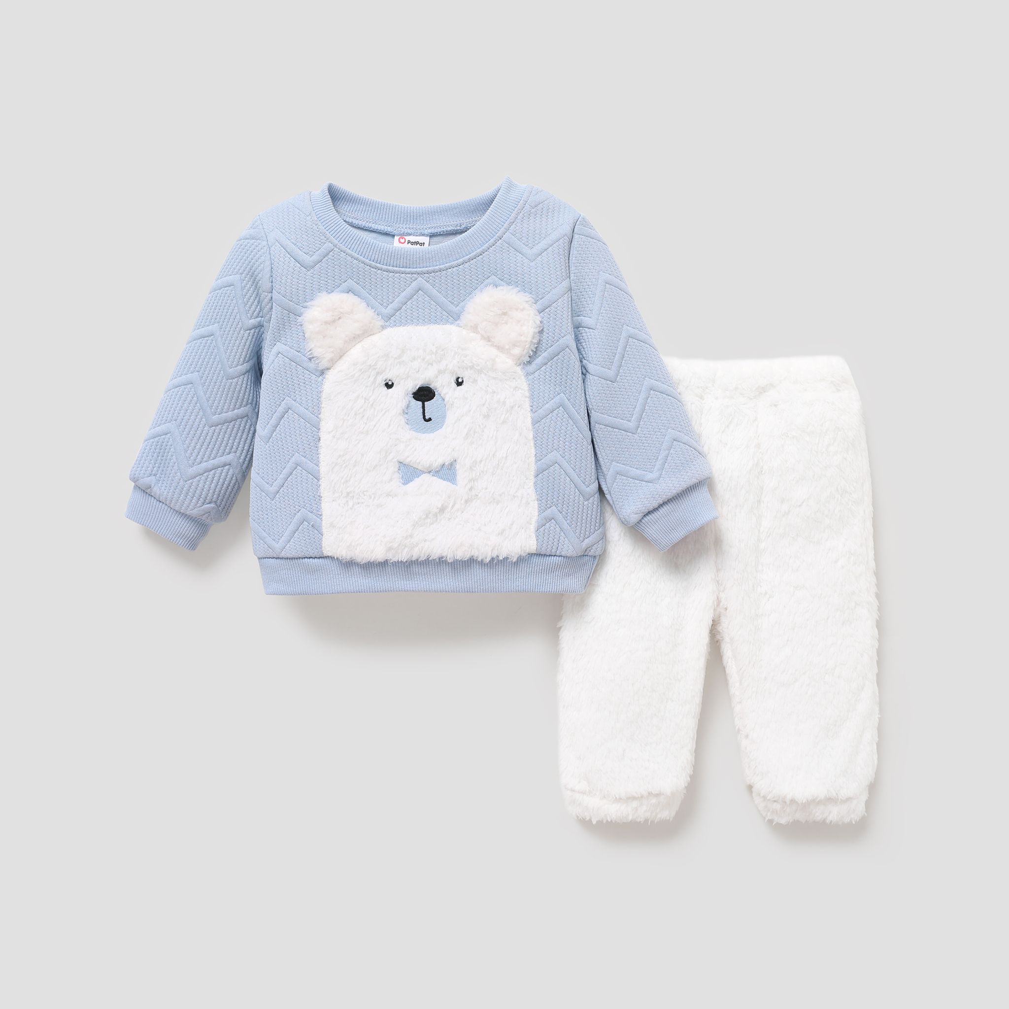 2件 嬰兒 中性 立體造型 熊 童趣 長袖 嬰兒套裝