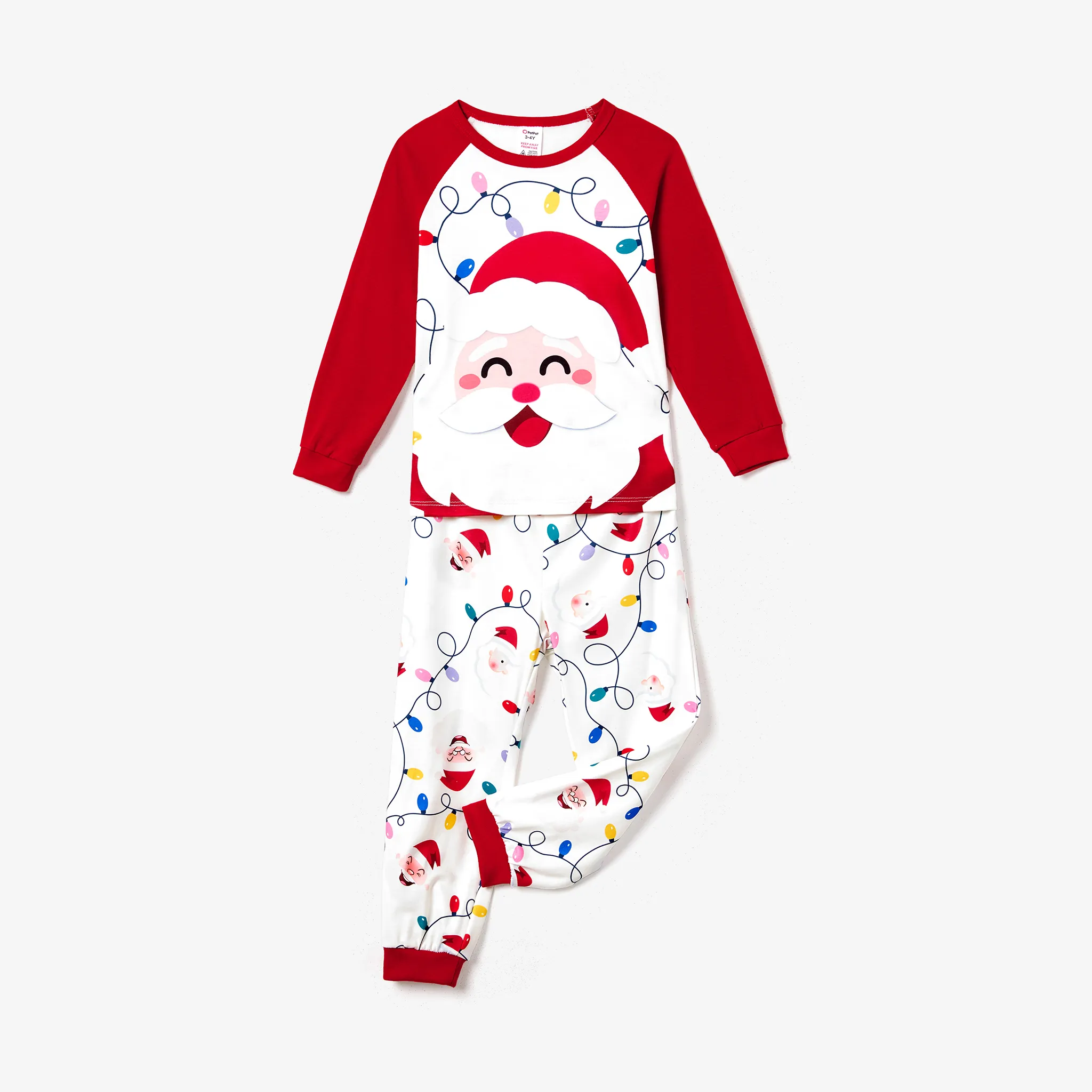 Christmas Family Matching Color-block Happy Santa Print Long-sleeve Pajamas Sets(Flame resistant) Red image 6