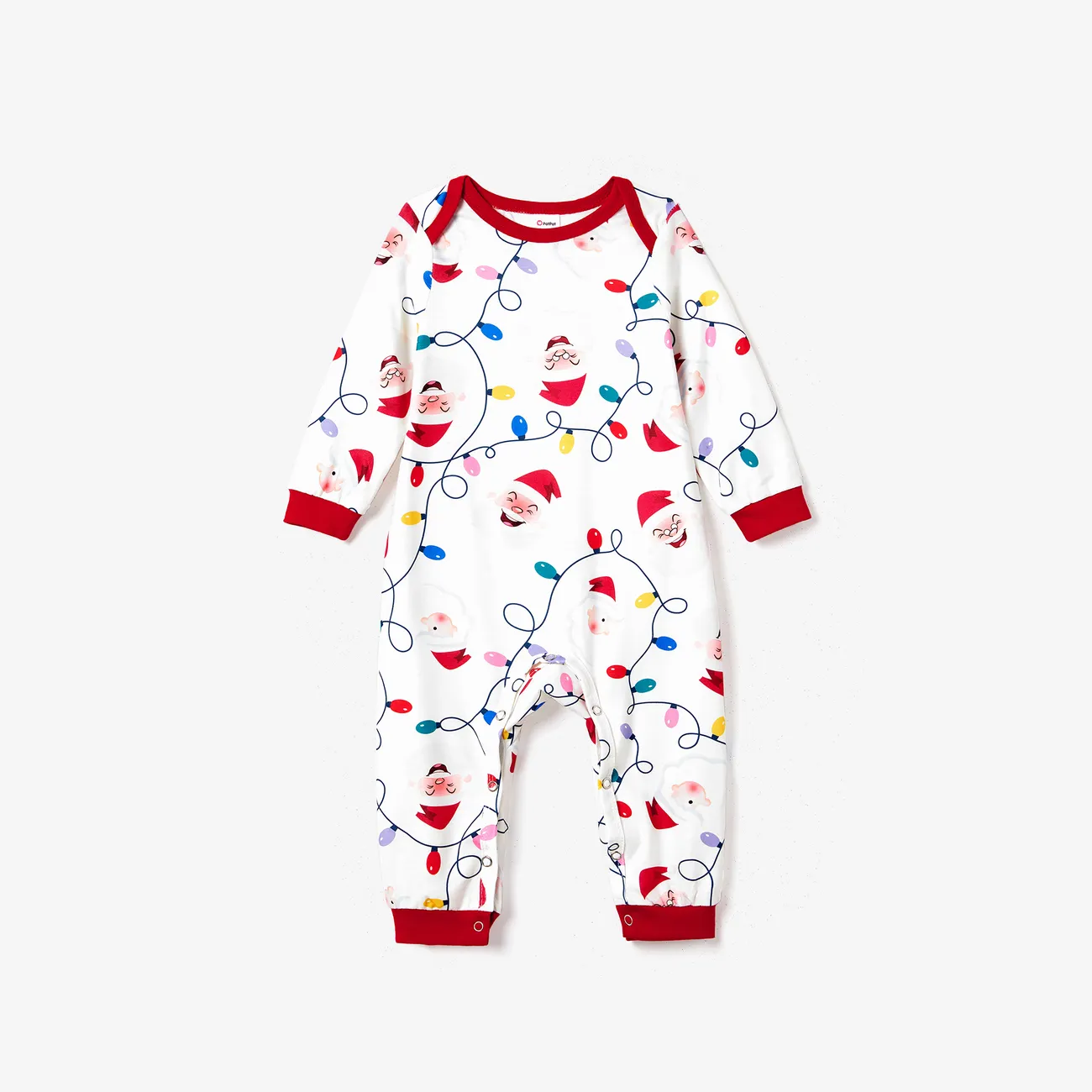 Christmas Family Matching Color-block Happy Santa Print Long-sleeve Pajamas Sets(Flame resistant)  big image 1