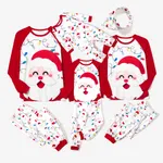 Christmas Family Matching Color-block Happy Santa Print Long-sleeve Pajamas Sets(Flame resistant)  image 2