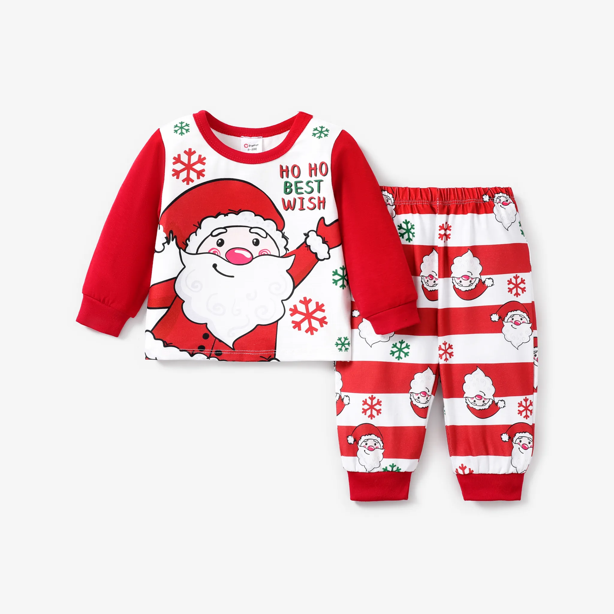 2pcs Toddler Fille Noël Enfantin Père Noël Imprimé Pyjama Rayé