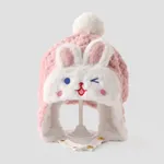 Toddler Sweet and lovely ear -protective plush rabbit hat Pink