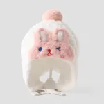 Toddler doce e adorável orelha protetora chapéu de coelho de pelúcia Branco