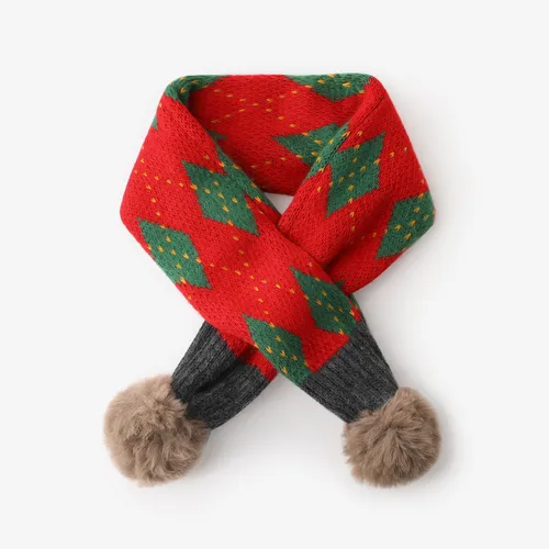 Toddler/kids Christmas style simple color matching warm scarf