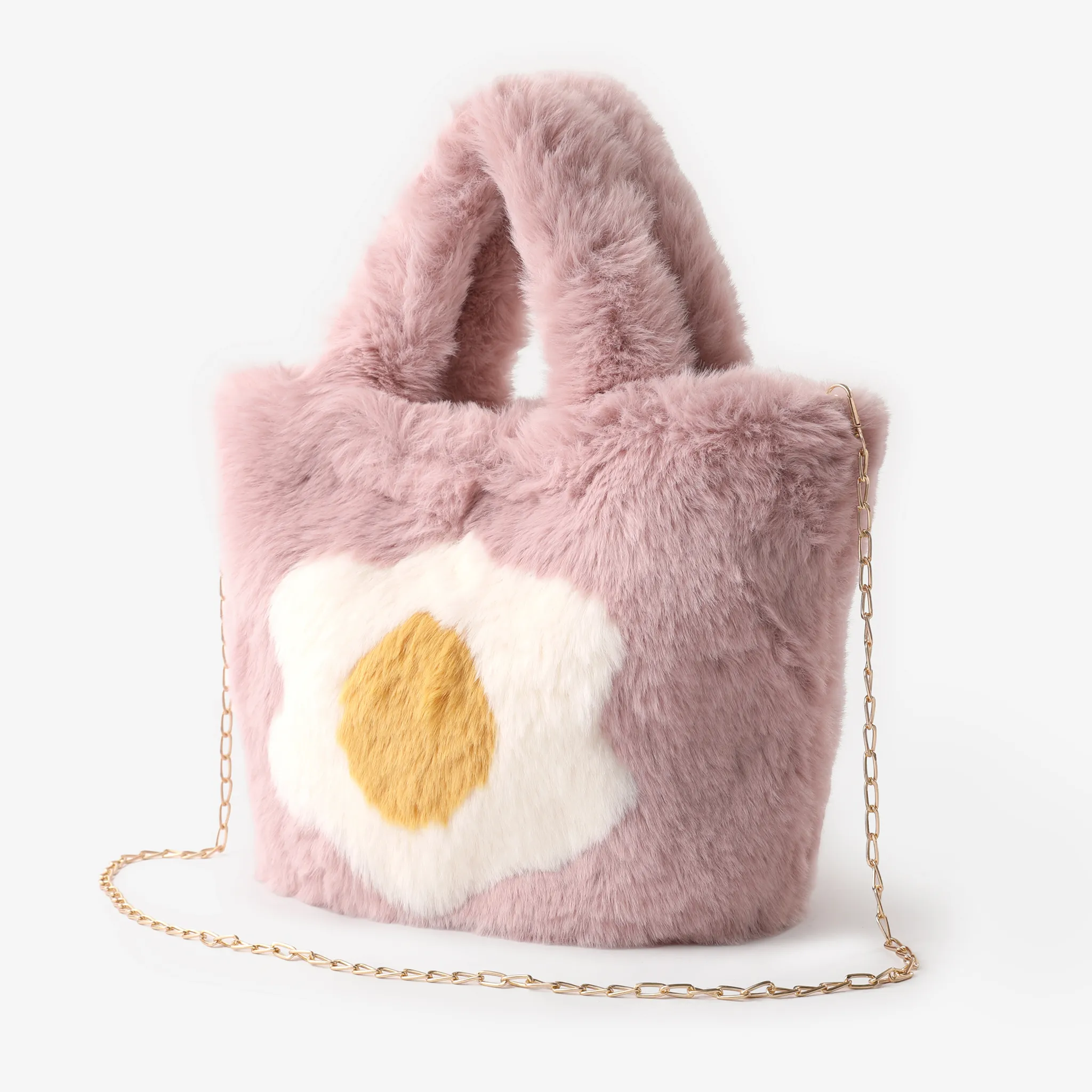 Toddler/kids/adult  Fashionable Plush Handbag with Egg Flower Pattern Mauve Pink image 2
