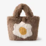 Toddler/kids/adult  Fashionable Plush Handbag with Egg Flower Pattern Brown