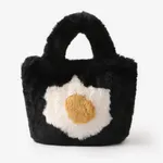 Toddler/kids/adult  Fashionable Plush Handbag with Egg Flower Pattern Black