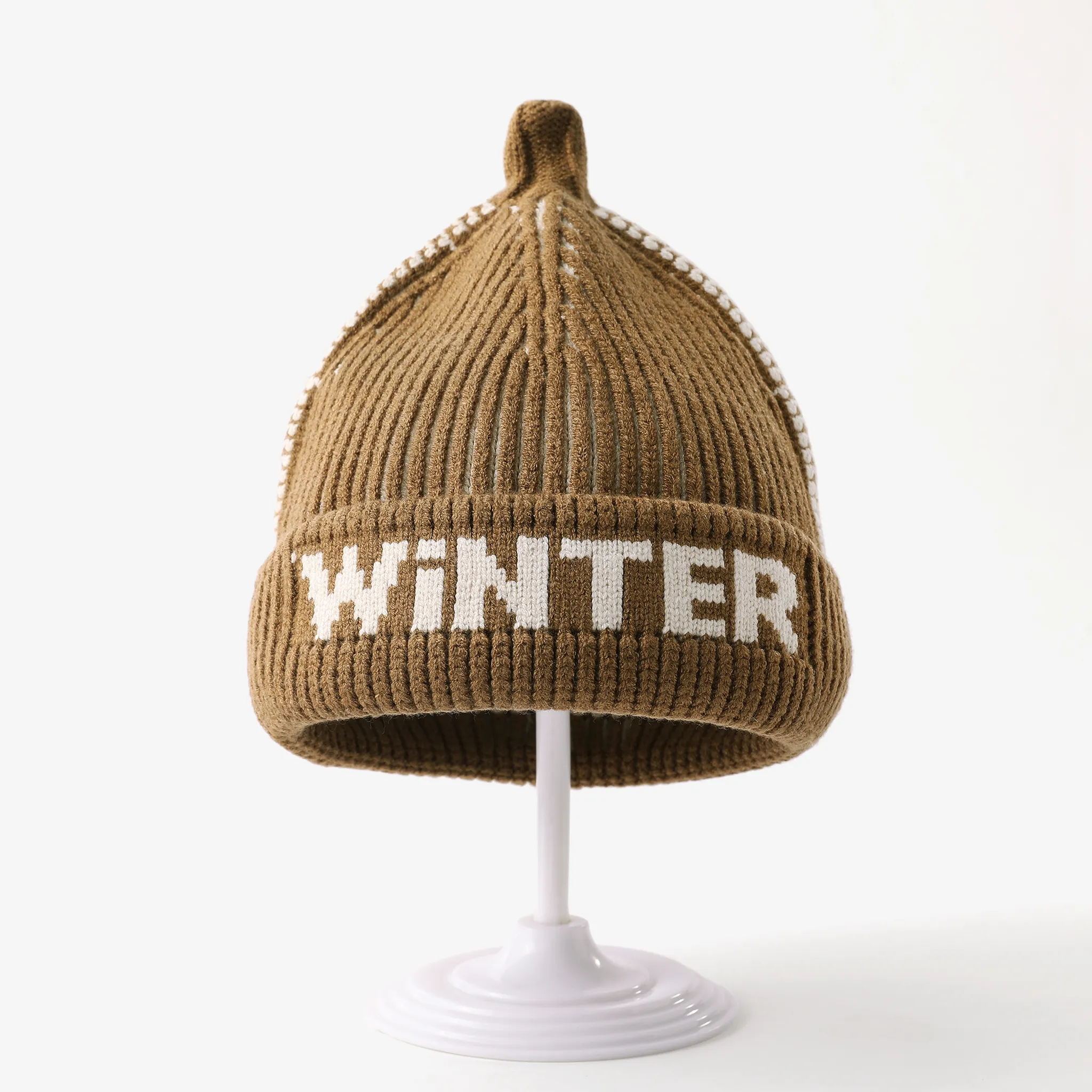 Baby/toddler Fashionable and Versatile letter knitted hat Coffee