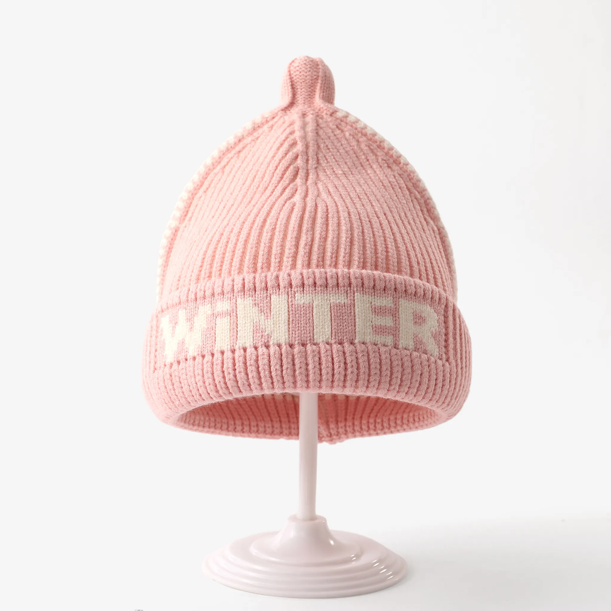 Baby/toddler Fashionable and Versatile letter knitted hat Pink