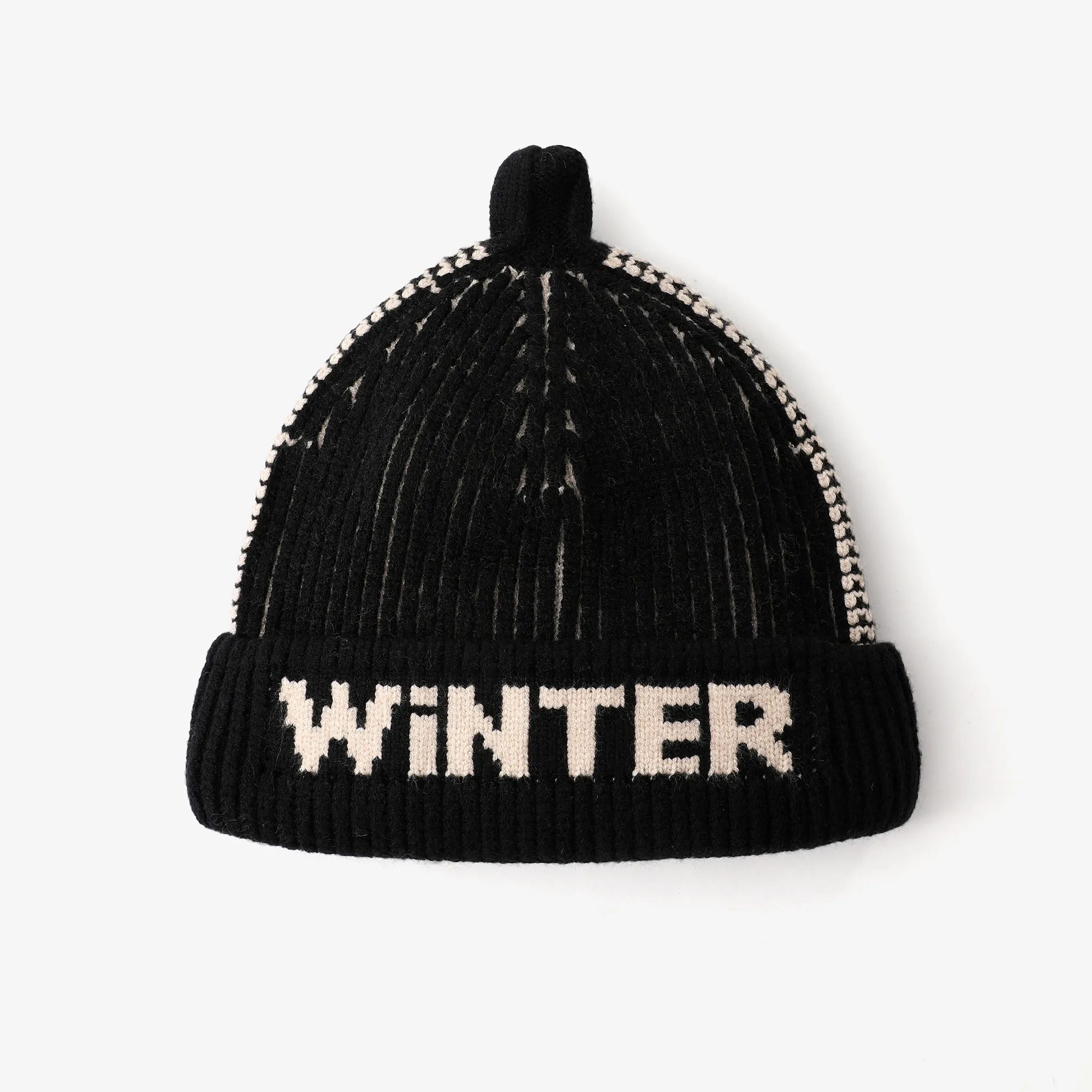 Baby/toddler Fashionable and Versatile letter knitted hat Black image 2