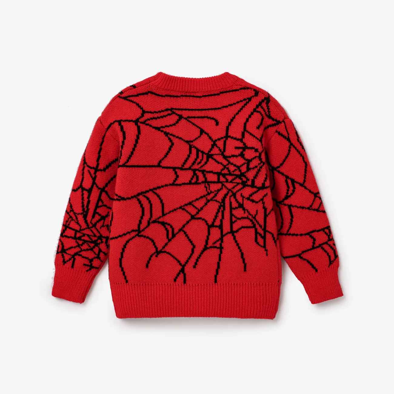 Criança / menino menino Geometric Spider Web Design Padrão Suéter Oversized Vermelho big image 1