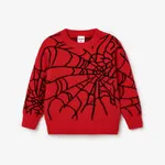 Criança / menino menino Geometric Spider Web Design Padrão Suéter Oversized Vermelho