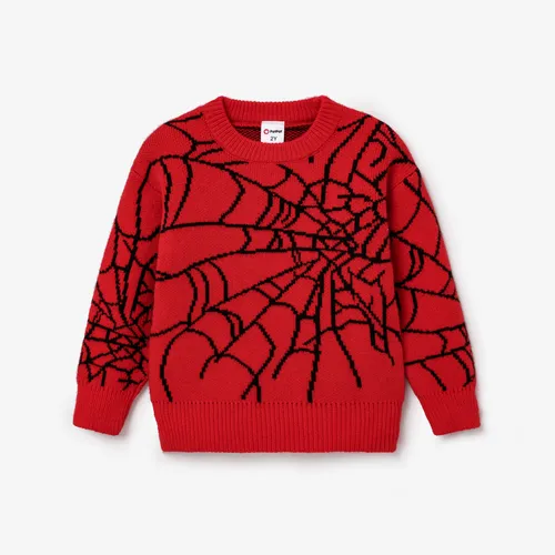 Criança / menino menino Geometric Spider Web Design Padrão Suéter Oversized