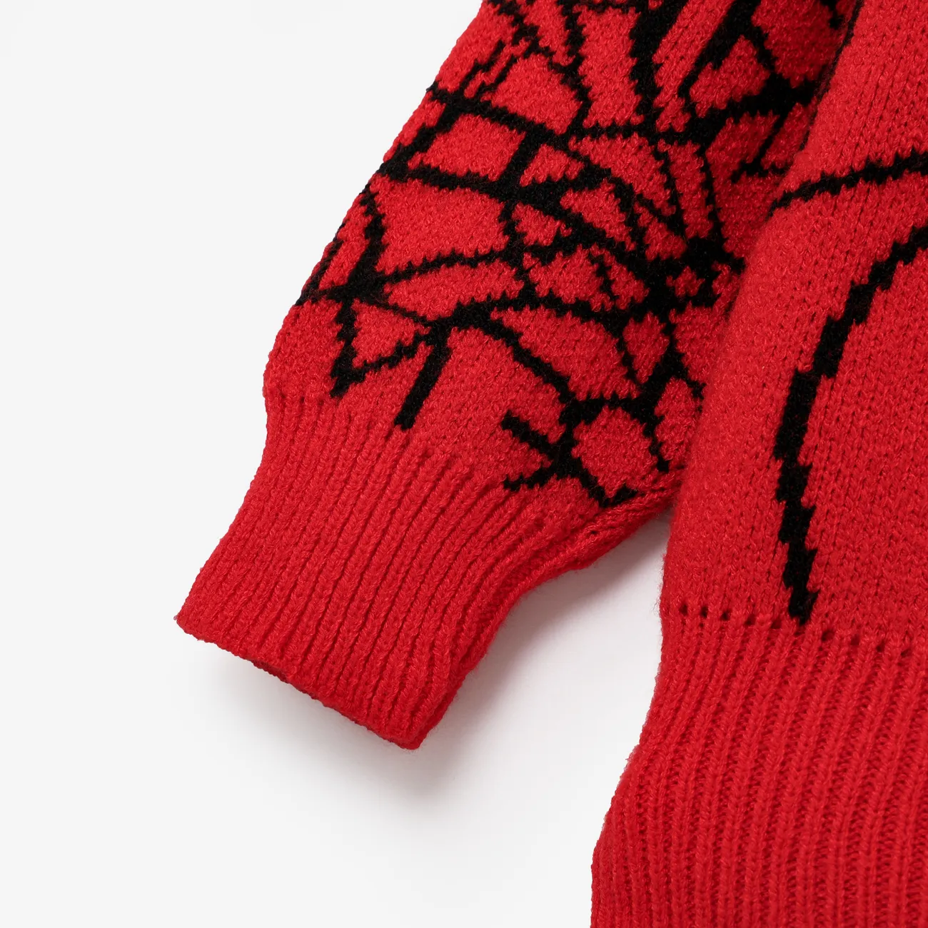 Suéter de gran tamaño con patrón geométrico de diseño de telaraña para niños pequeños / niños pequeños Rojo big image 1