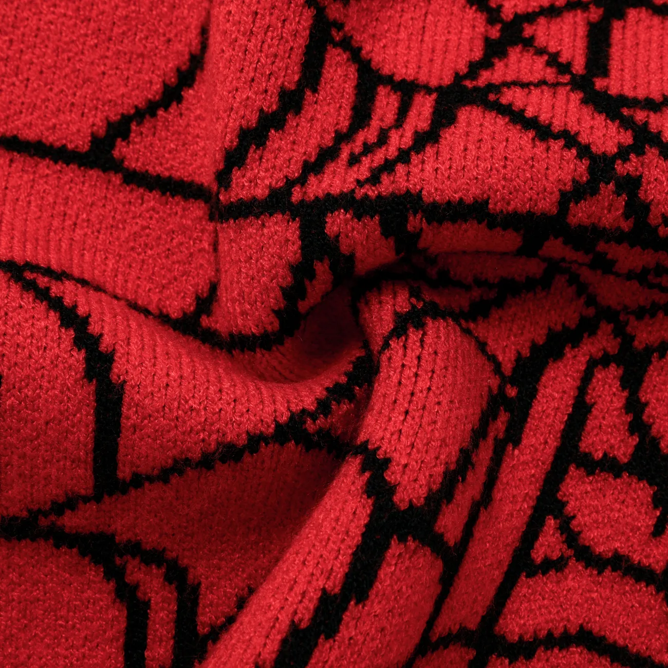 Kleinkind/Kind Junge Geometrischer Spinnennetz-Design-Muster-Oversize-Pullover rot big image 1