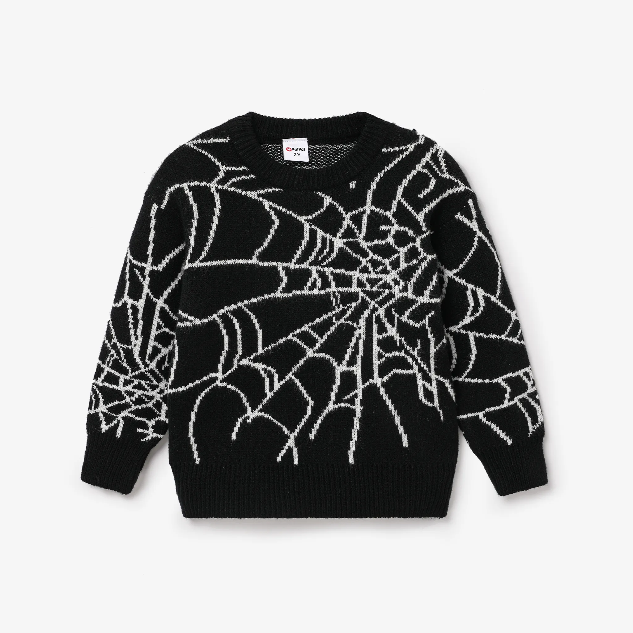 Toddler/Kid Boy Geometric Spider Web Design Pattern Oversized Sweater