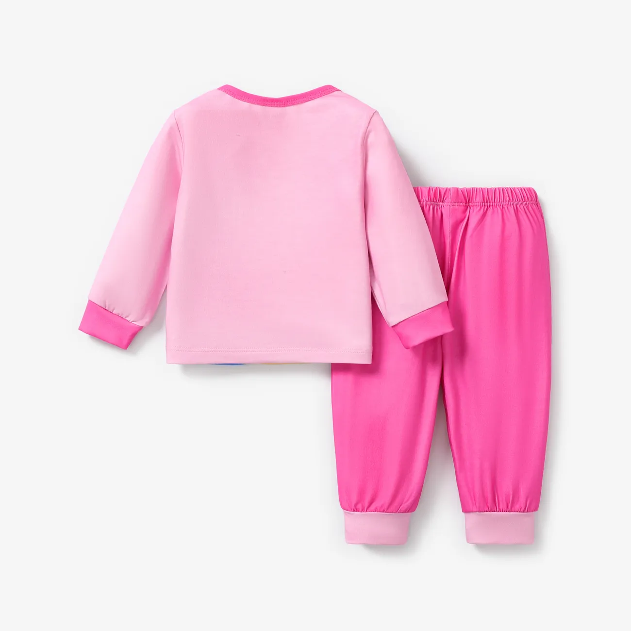 Baby Girl 2pcs Sweet Dog and Rainbow Pattern Pajamas Set Pink big image 1